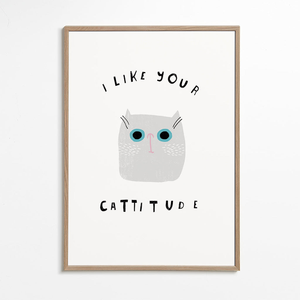 Minimalistisk kattaffisch med lekfull text