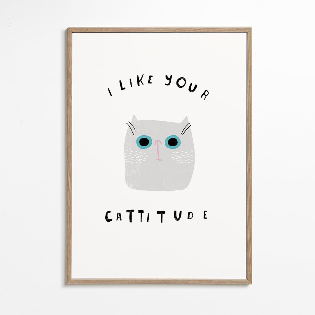 Minimalistisk kattaffisch med lekfull text