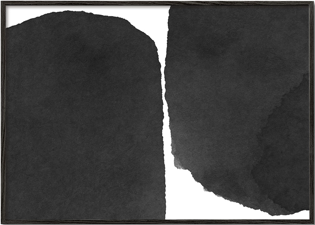 Svartvit minimal konst med bläckfläckar