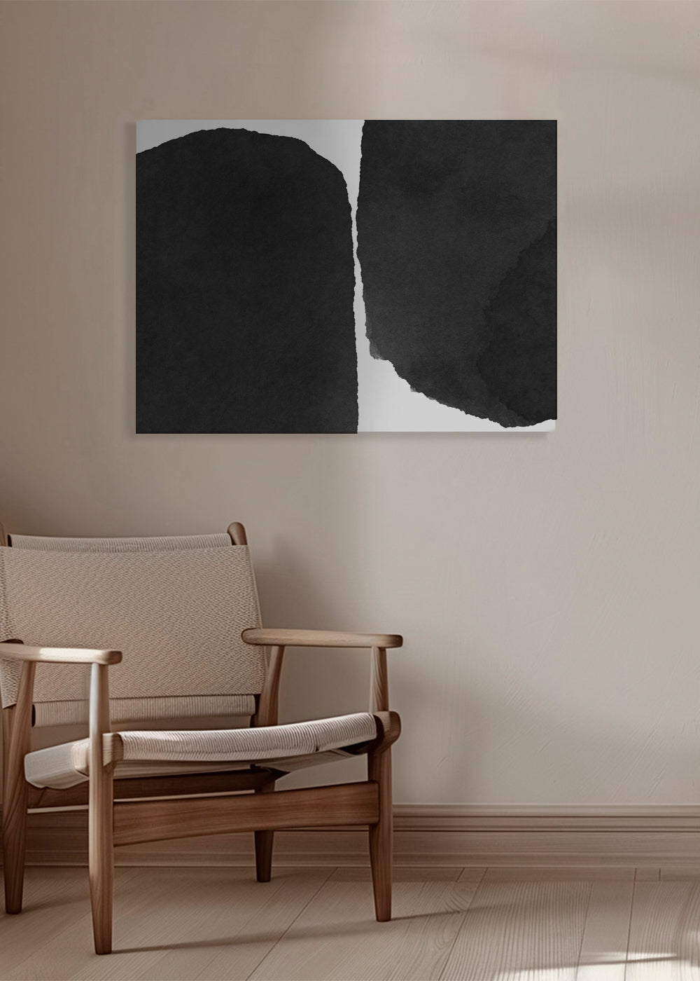 Svartvit minimal konst med bläckfläckar
