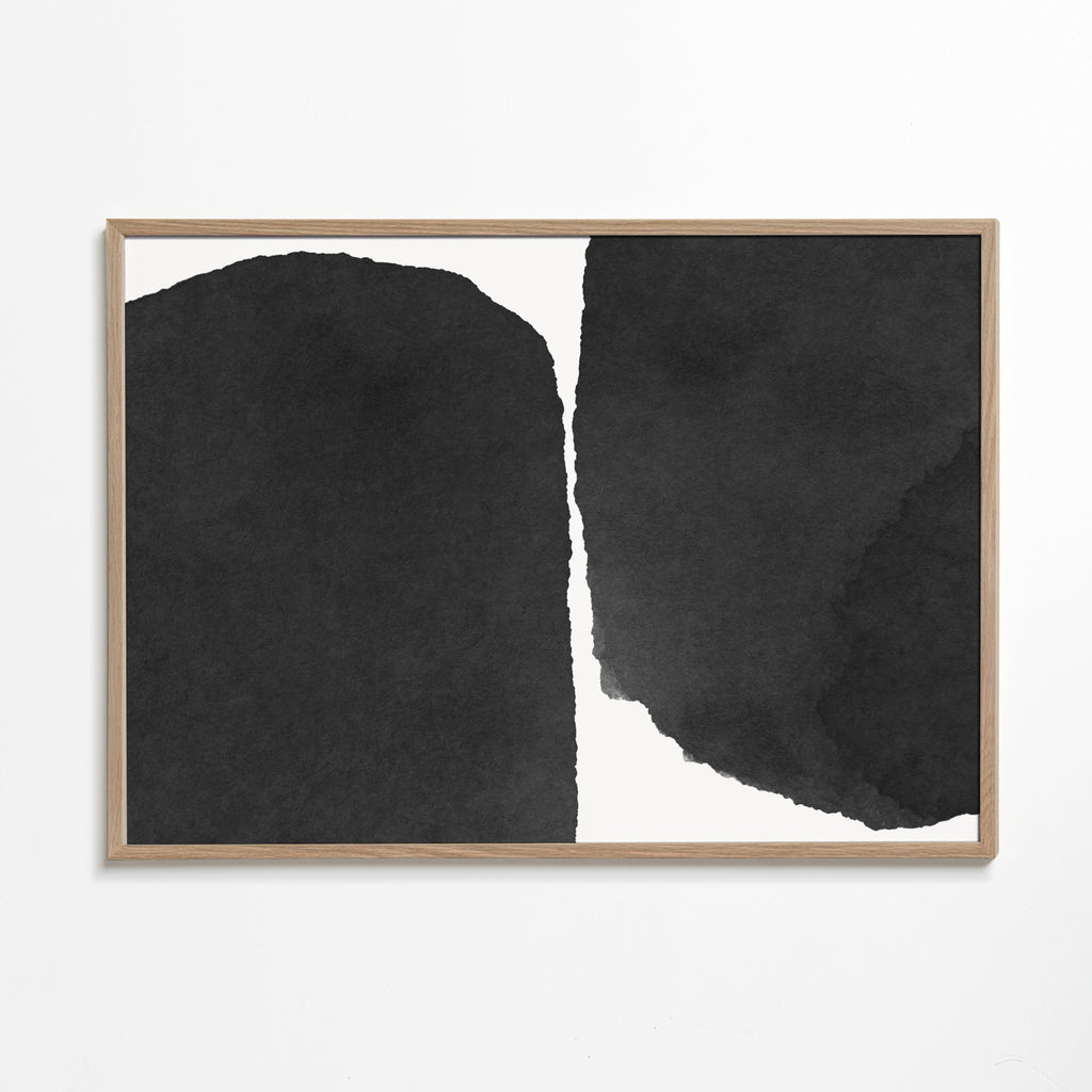 Svartvit minimal konst med bläckfläckar