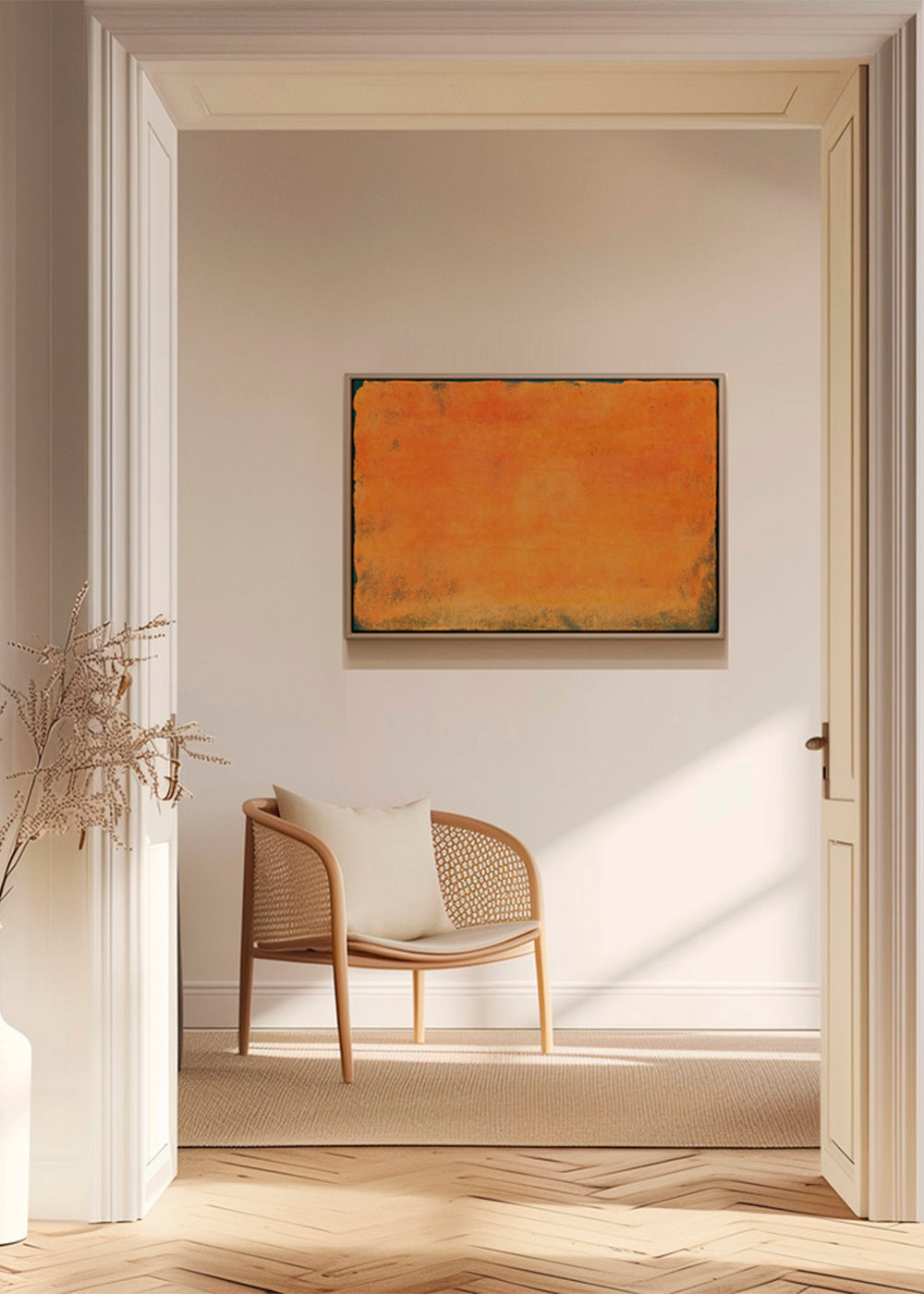 Abstrakt orange färgfält tavla