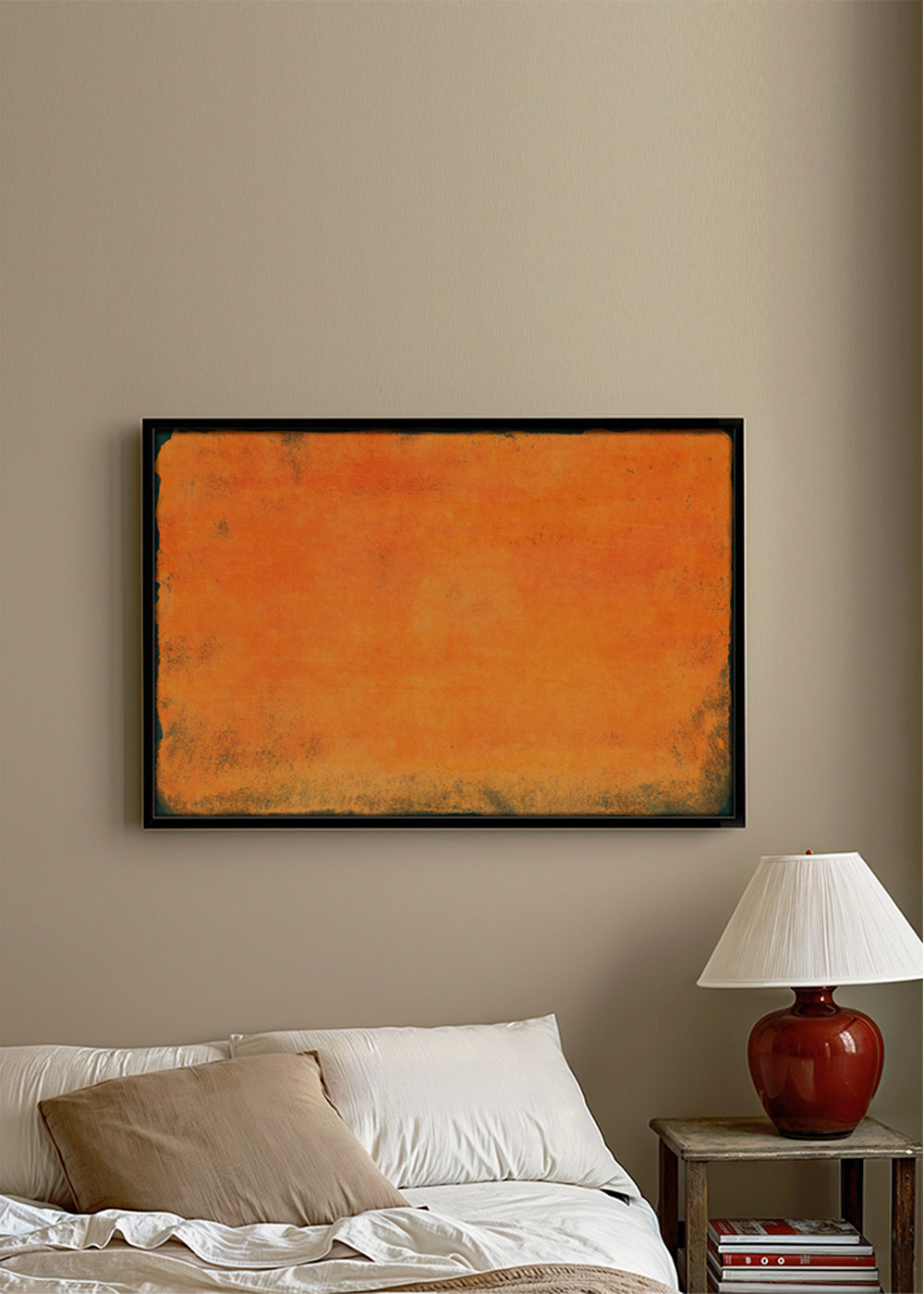 Abstrakt orange färgfält tavla