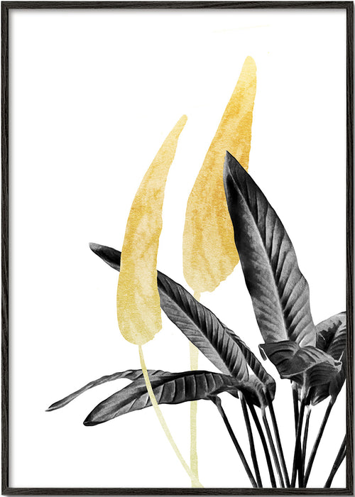Botaniskt tryck med gyllene blad