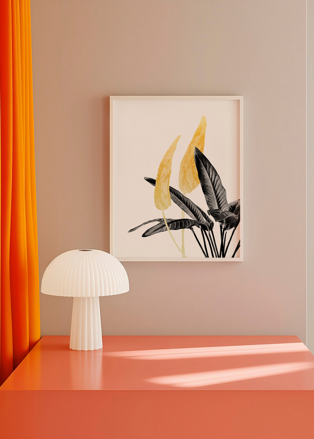 Botaniskt tryck med gyllene blad