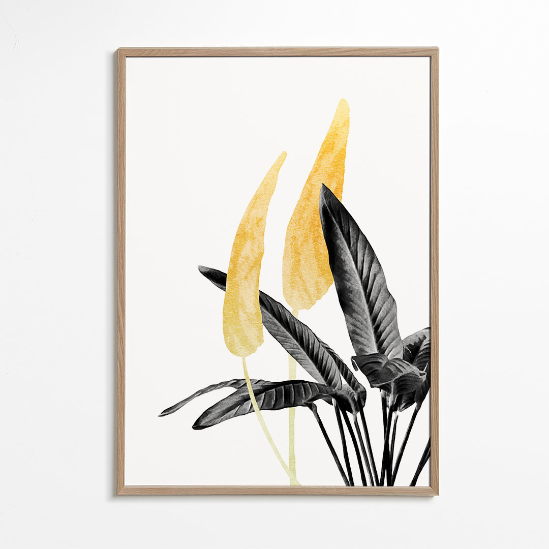 Botaniskt tryck med gyllene blad