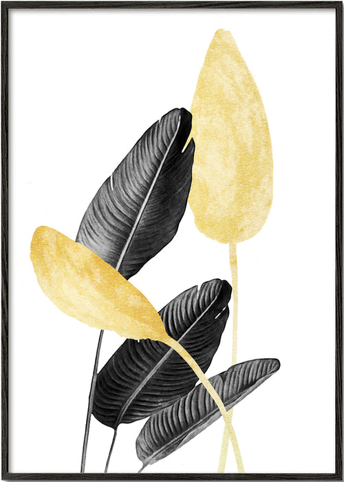 Botanisk poster svarta blad med guld