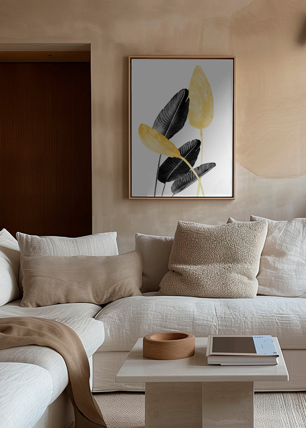 Botanisk poster svarta blad med guld