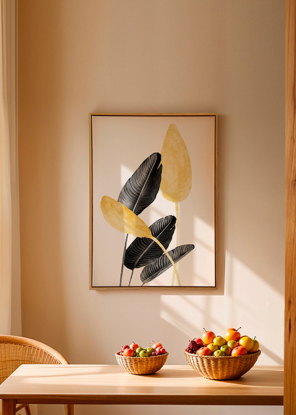 Botanisk poster svarta blad med guld