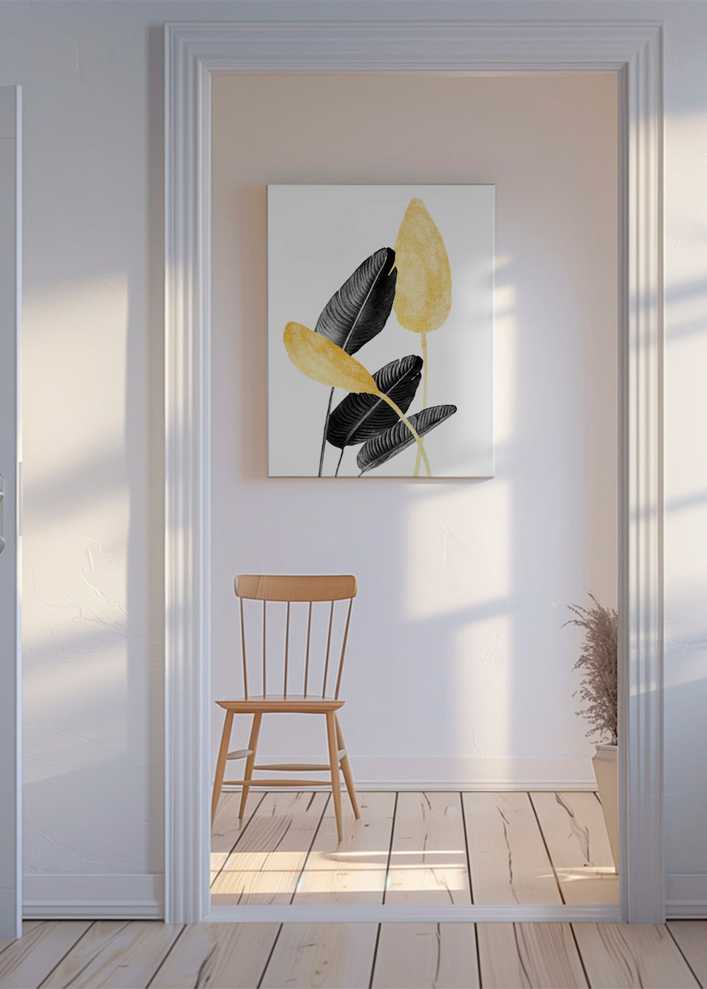 Botanisk poster svarta blad med guld