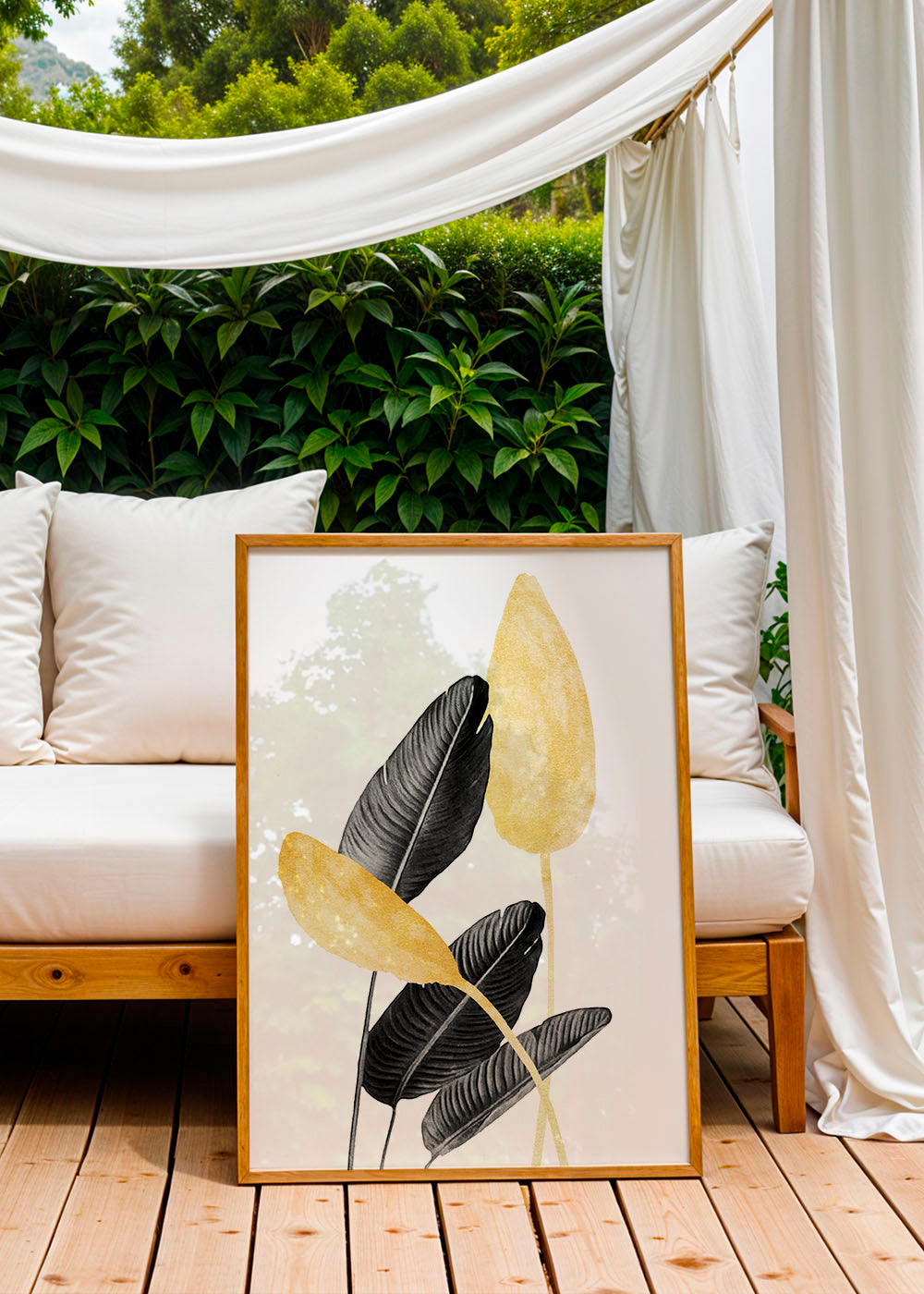 Botanisk poster svarta blad med guld