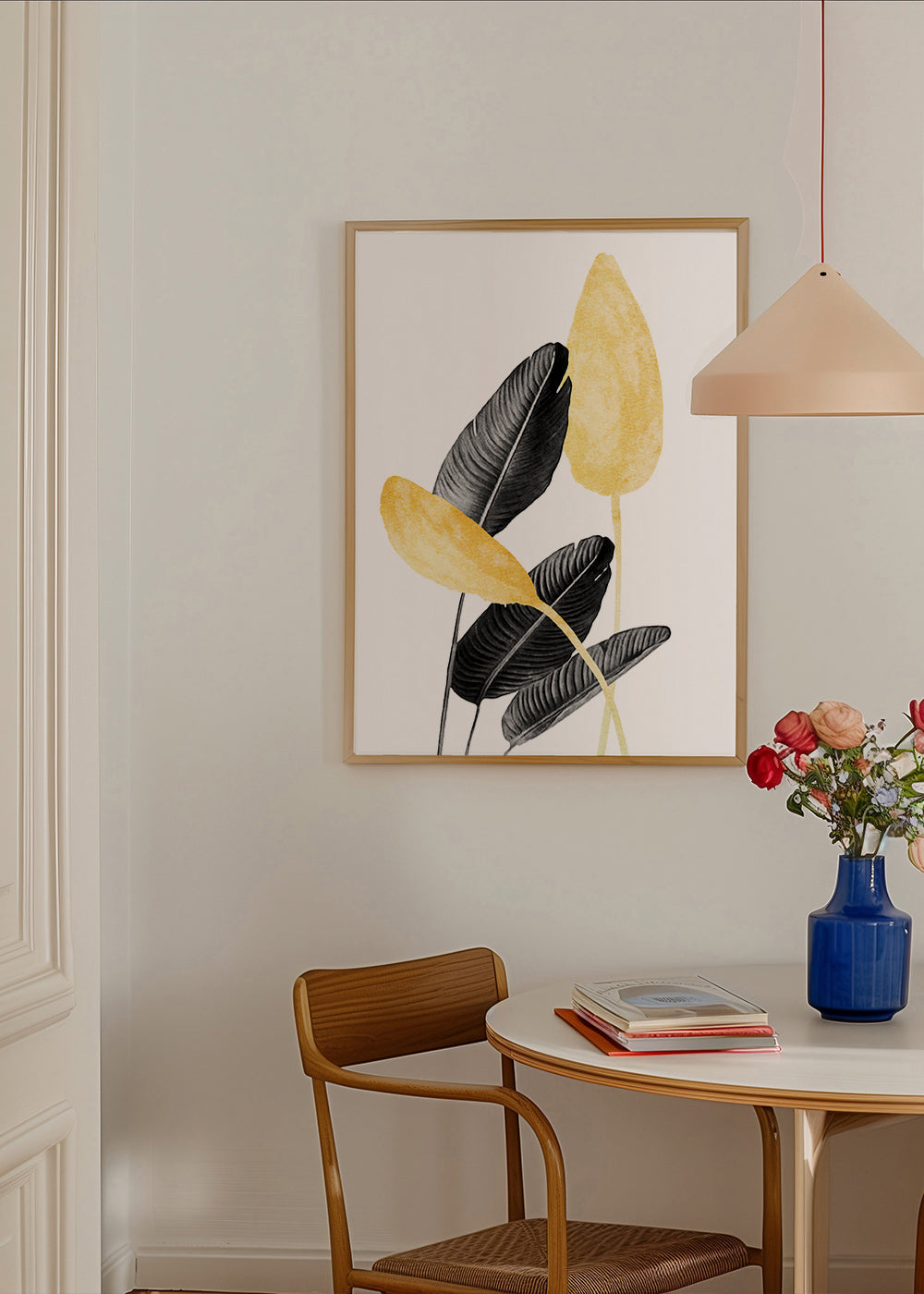 Botanisk poster svarta blad med guld