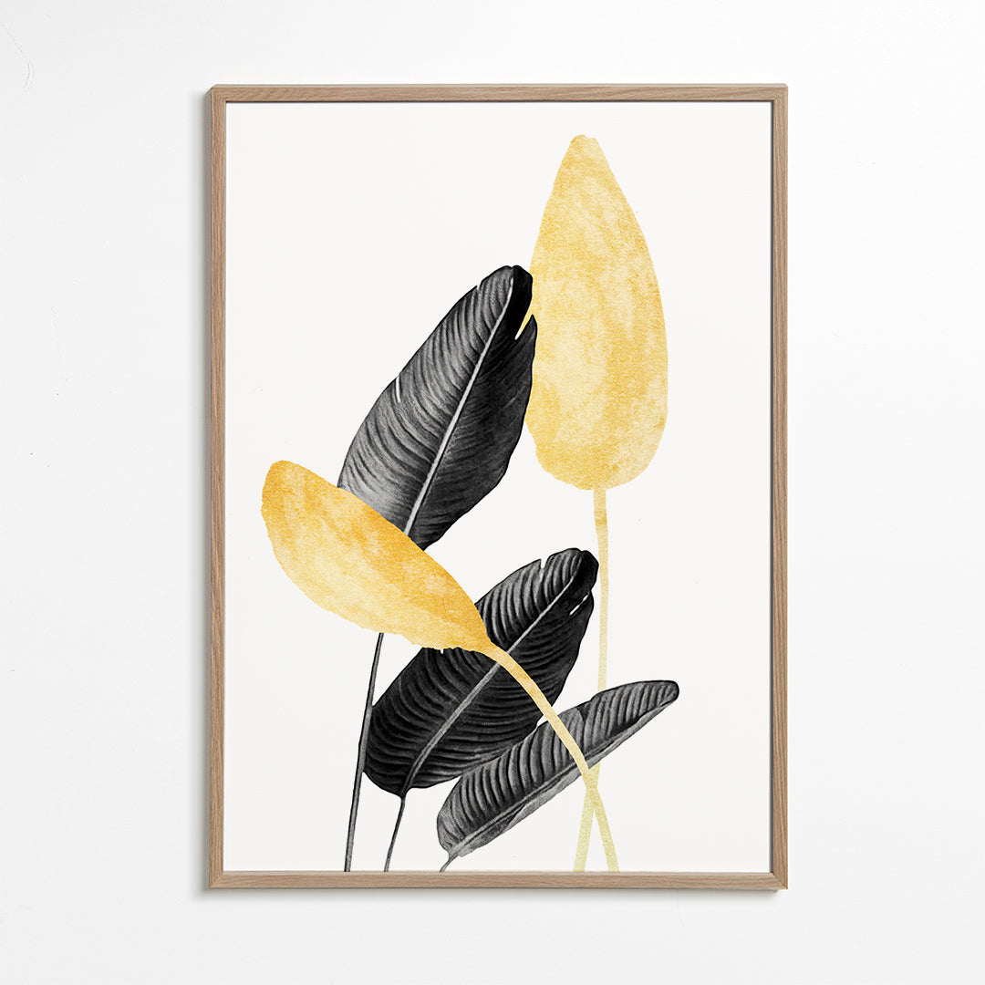 Botanisk poster svarta blad med guld