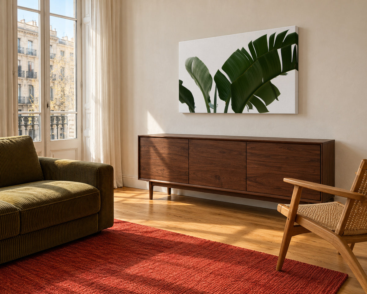 Travellers Palm Leaves 06 - Unframed canvas in an interior