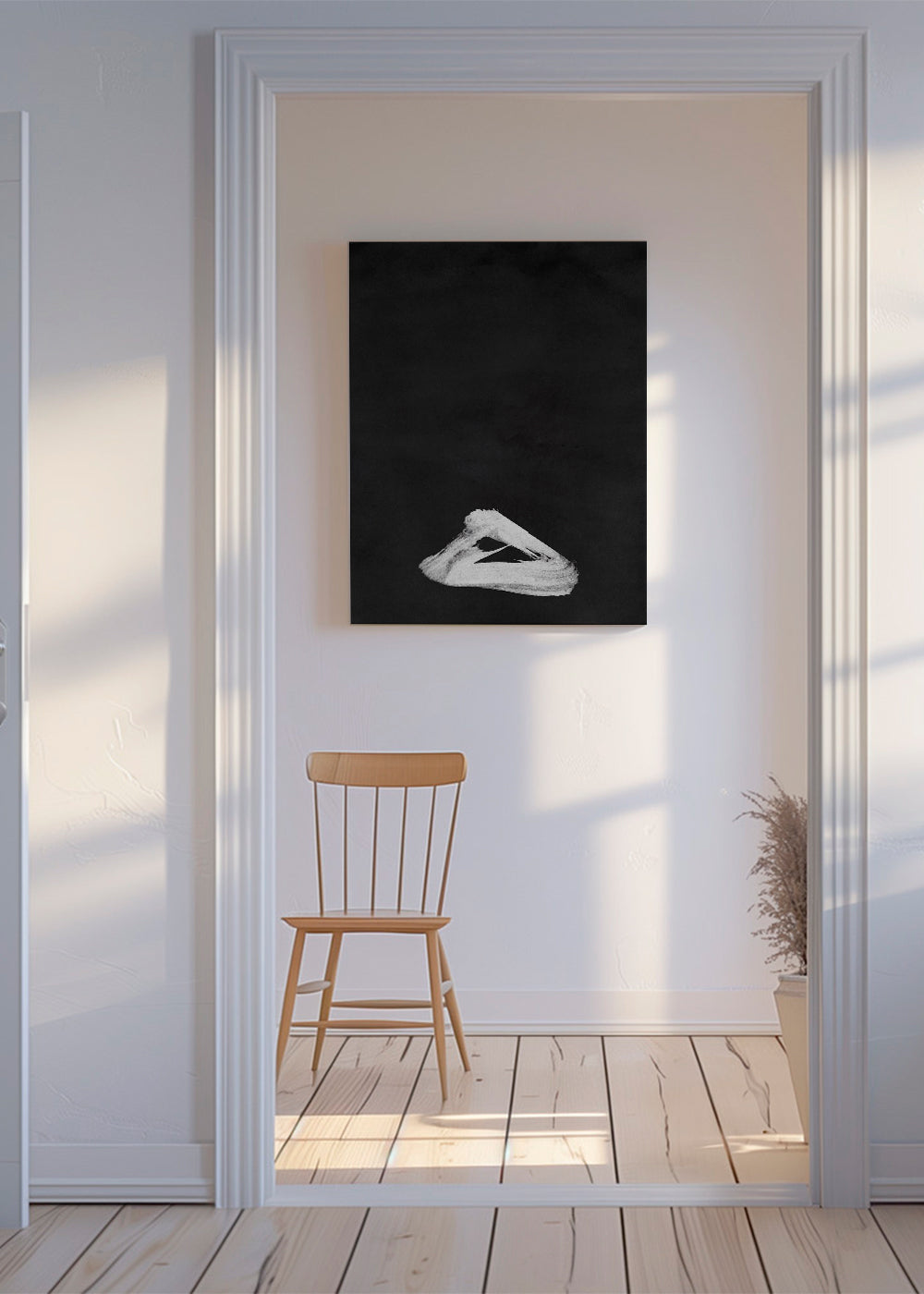 Svartvit konst med minimalistisk penseldrag