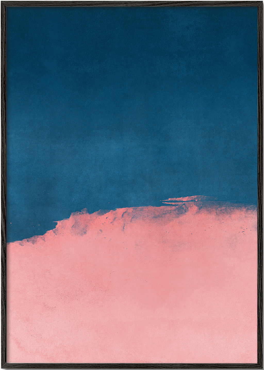 Minimalistiskt landskap i rosa och blått