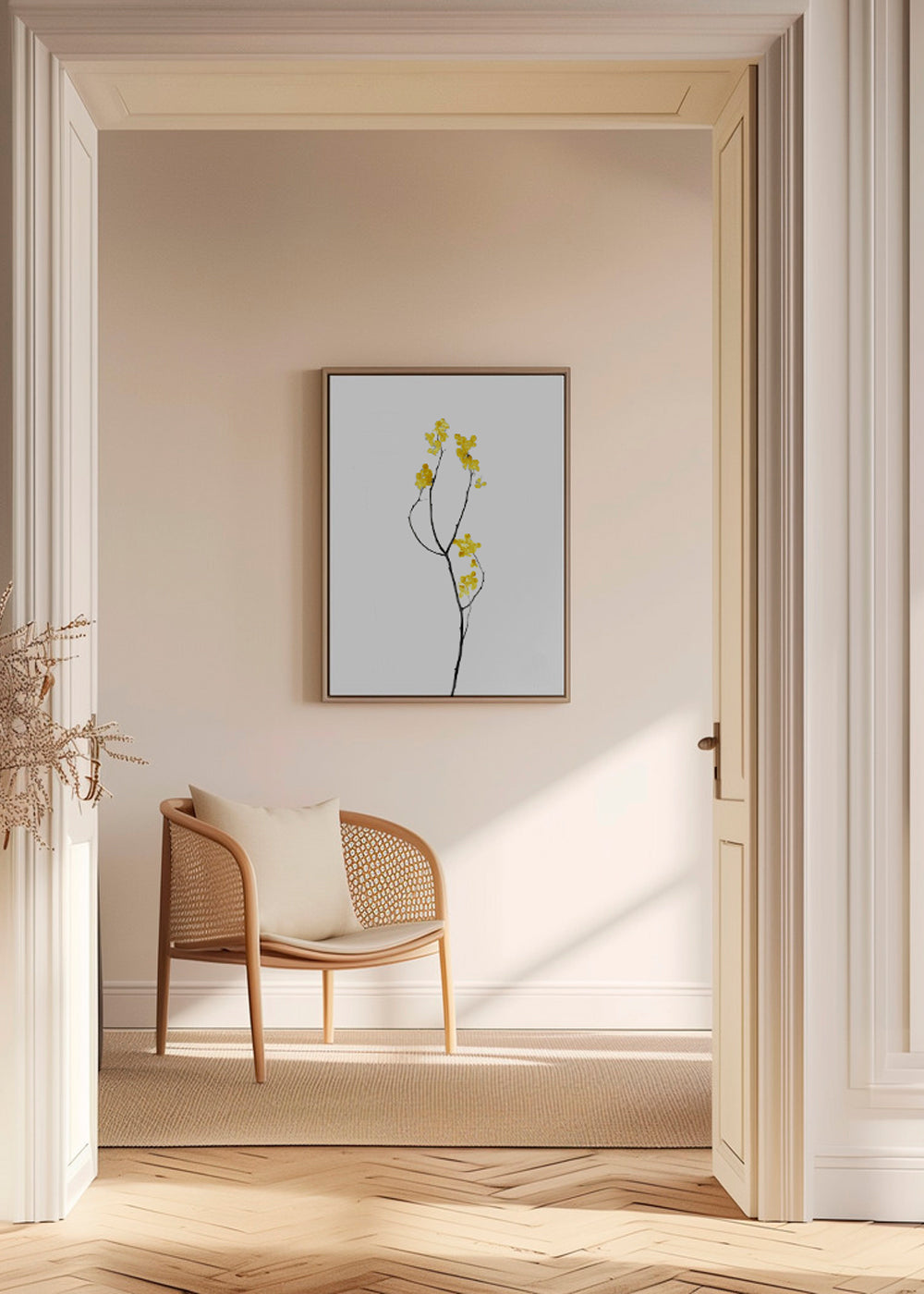 Botanisk poster med gul kvist