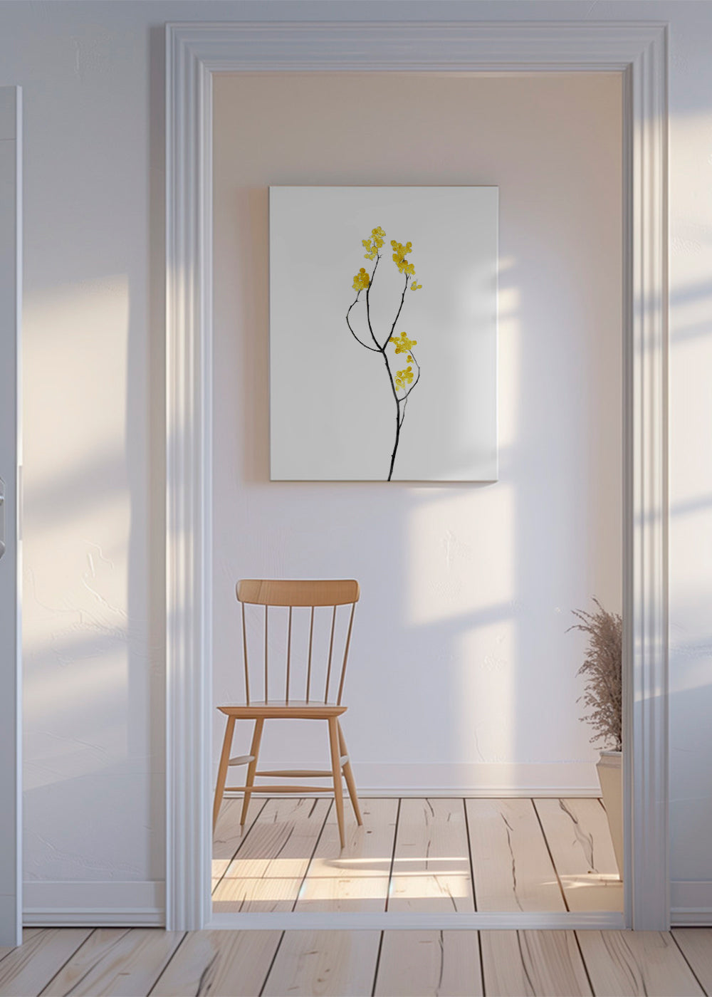 Botanisk poster med gul kvist
