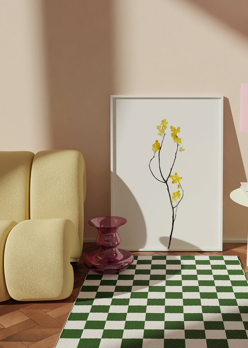 Botanisk poster med gul kvist