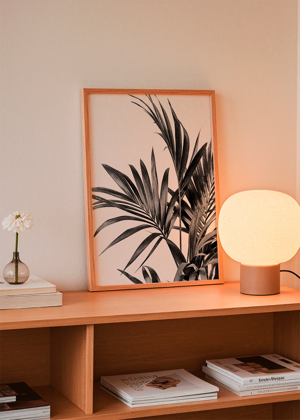 Botanisk poster palmer i svartvitt