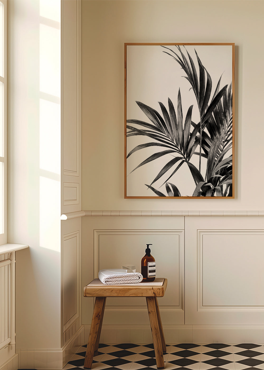 Botanisk poster palmer i svartvitt