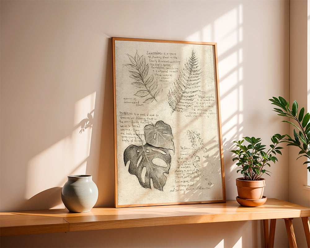 Botanisk poster med bladstudie