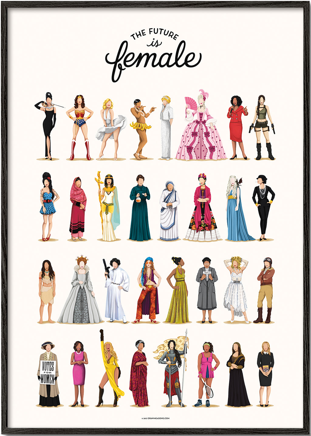 Illustration 'The Future is Female' ikoniska figurer