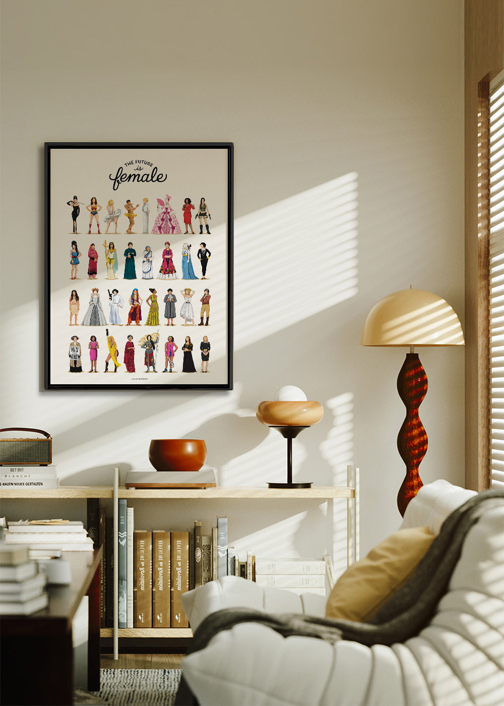 Illustration 'The Future is Female' ikoniska figurer