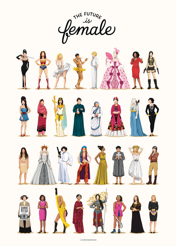 Illustration 'The Future is Female' ikoniska figurer