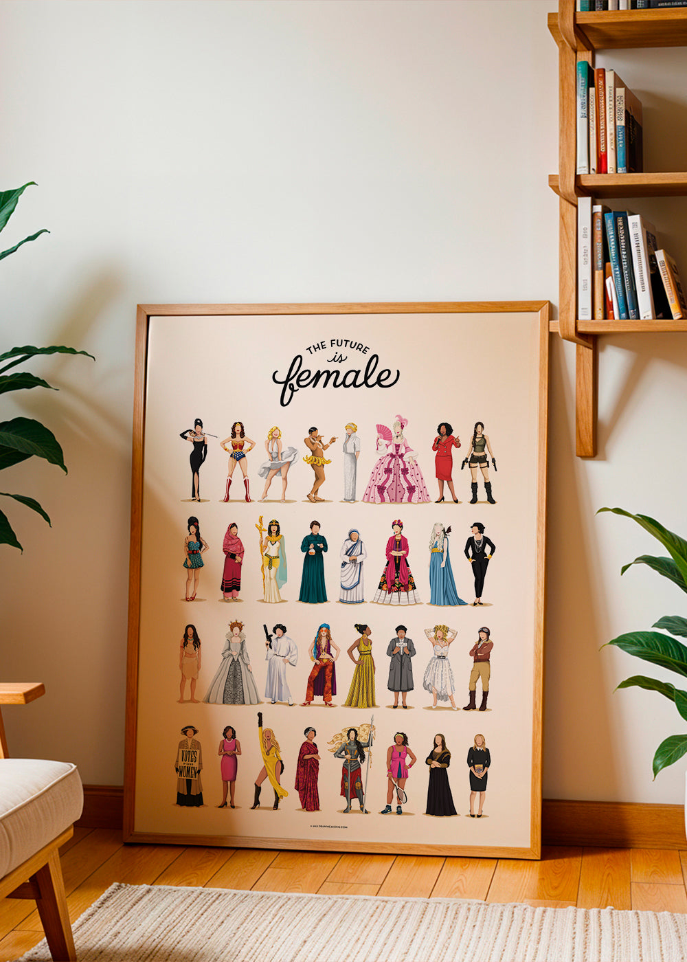 Illustration 'The Future is Female' ikoniska figurer