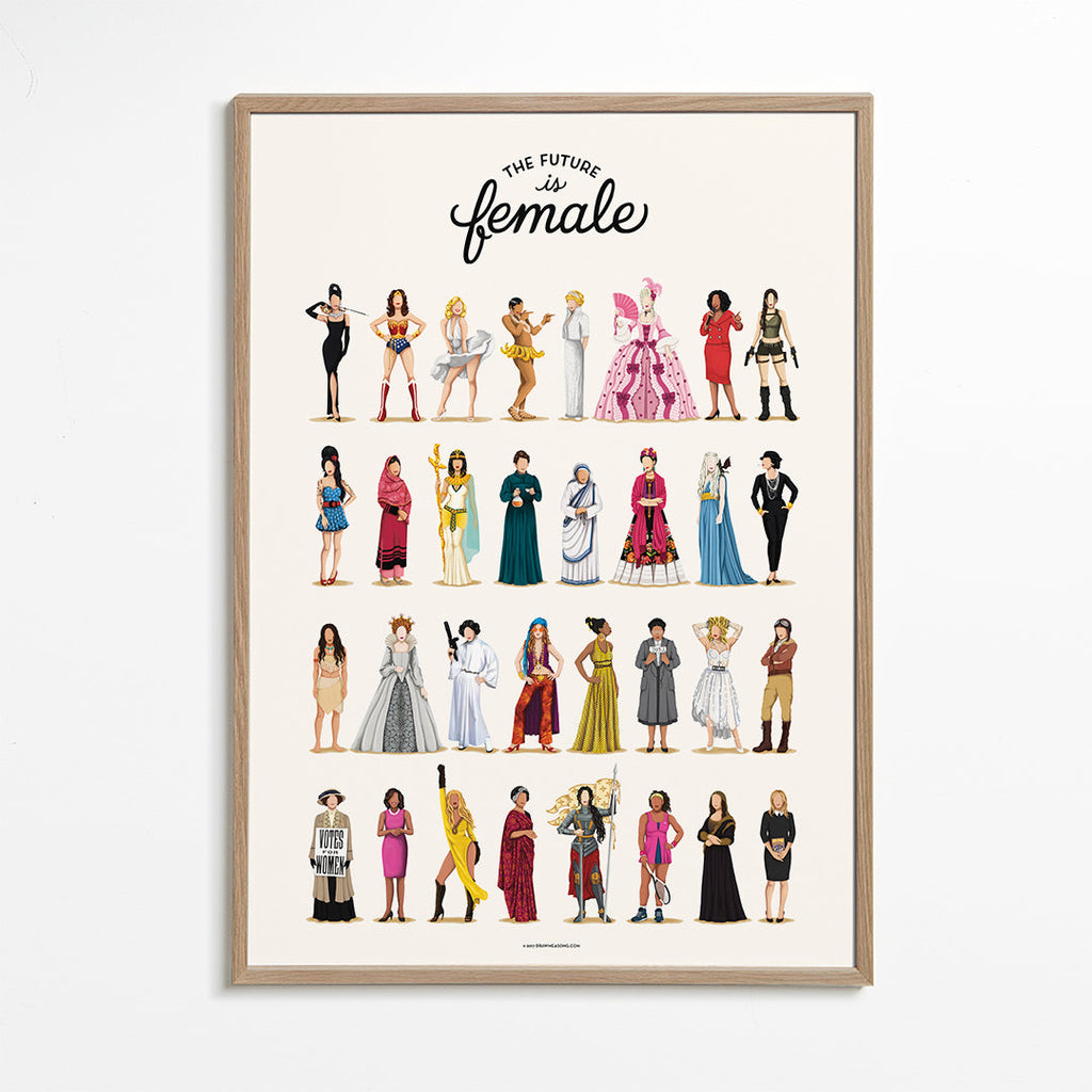 Illustration 'The Future is Female' ikoniska figurer