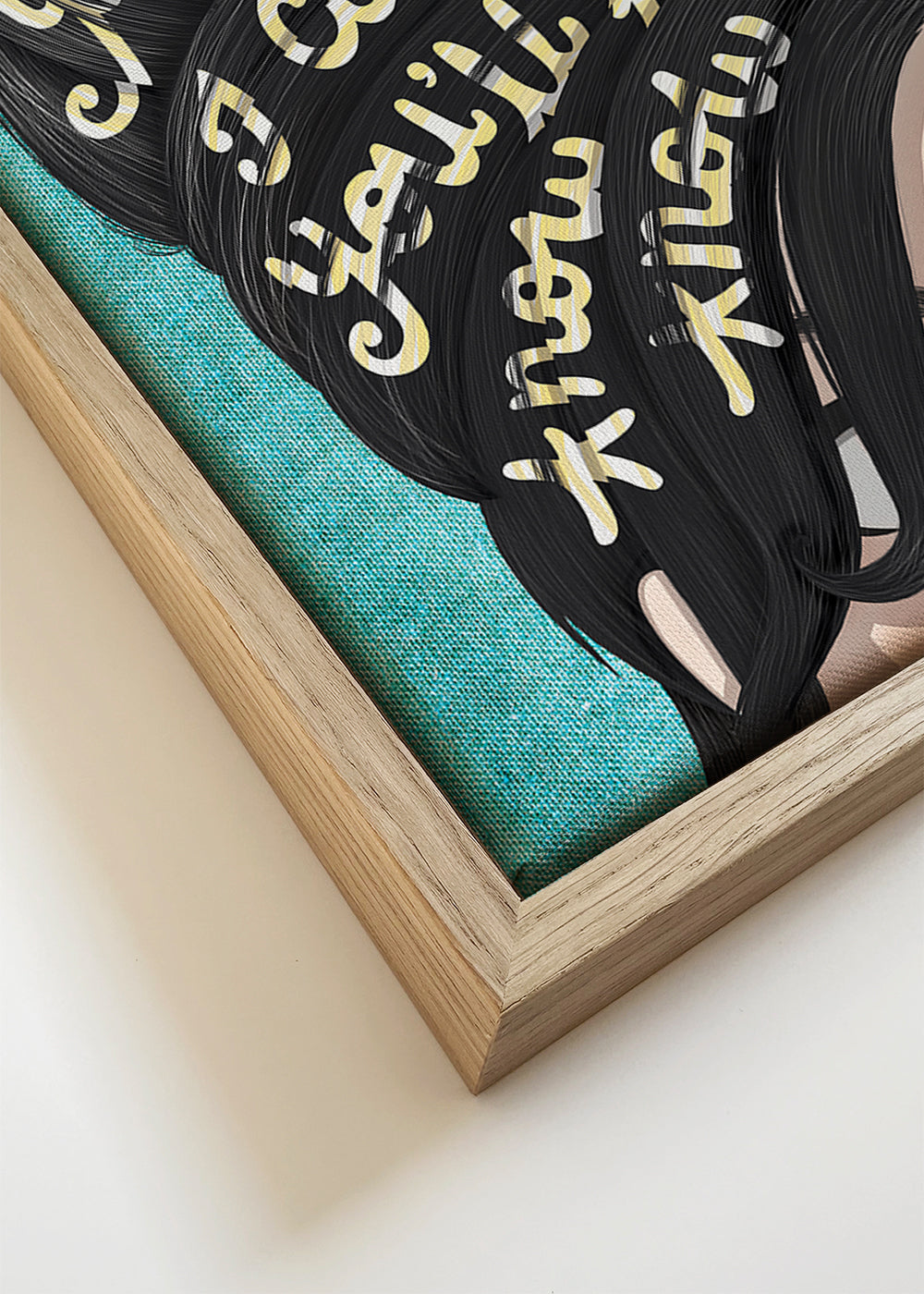 Illustration porträtt med text i håret