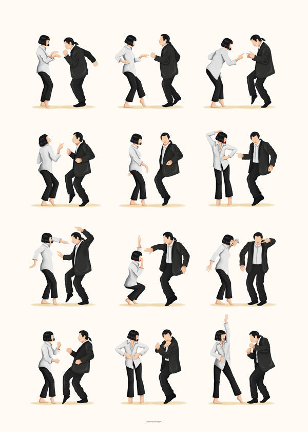 Illustration av dansande par i sekvens