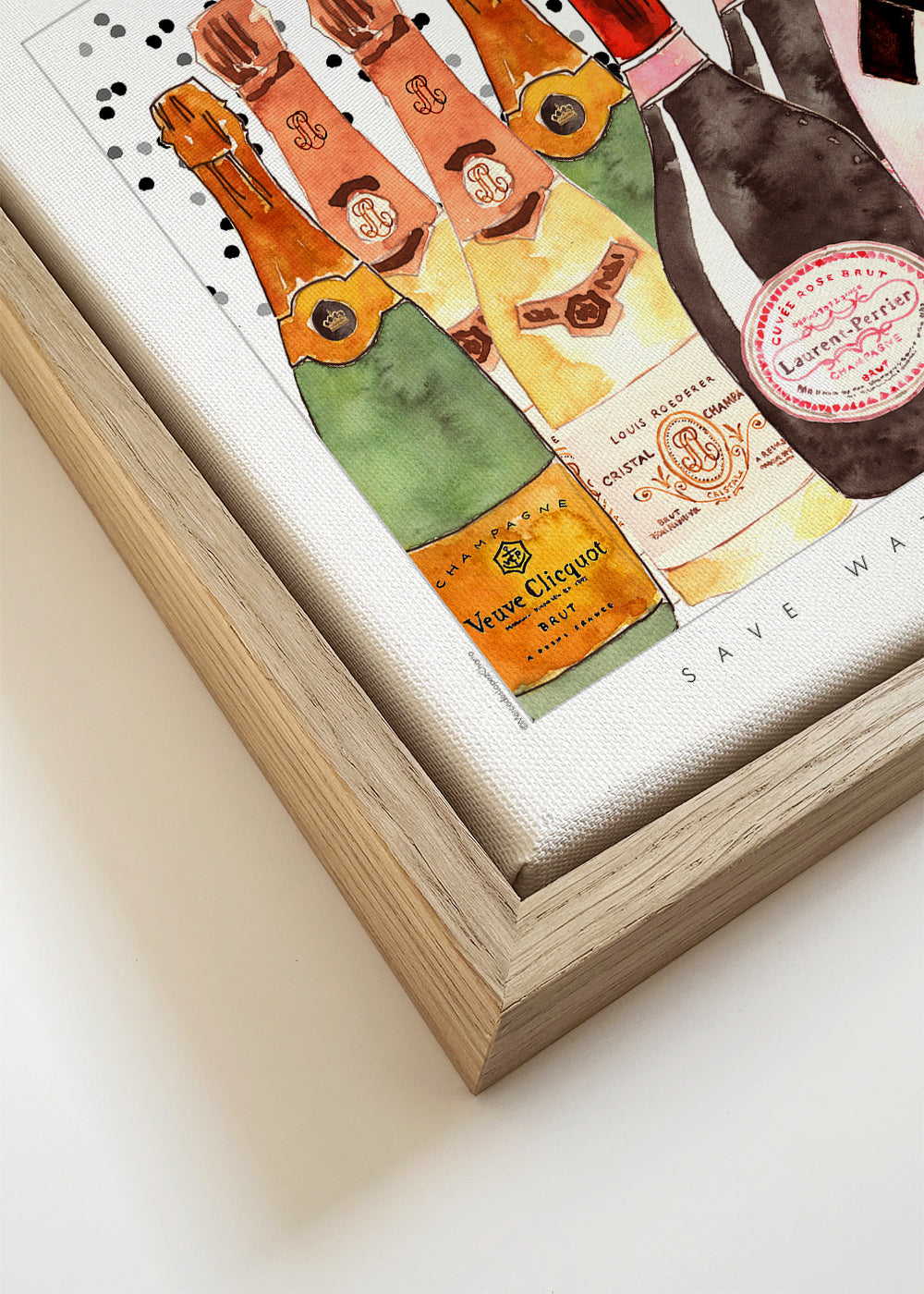 Kökskonst med illustrerade champagneflaskor
