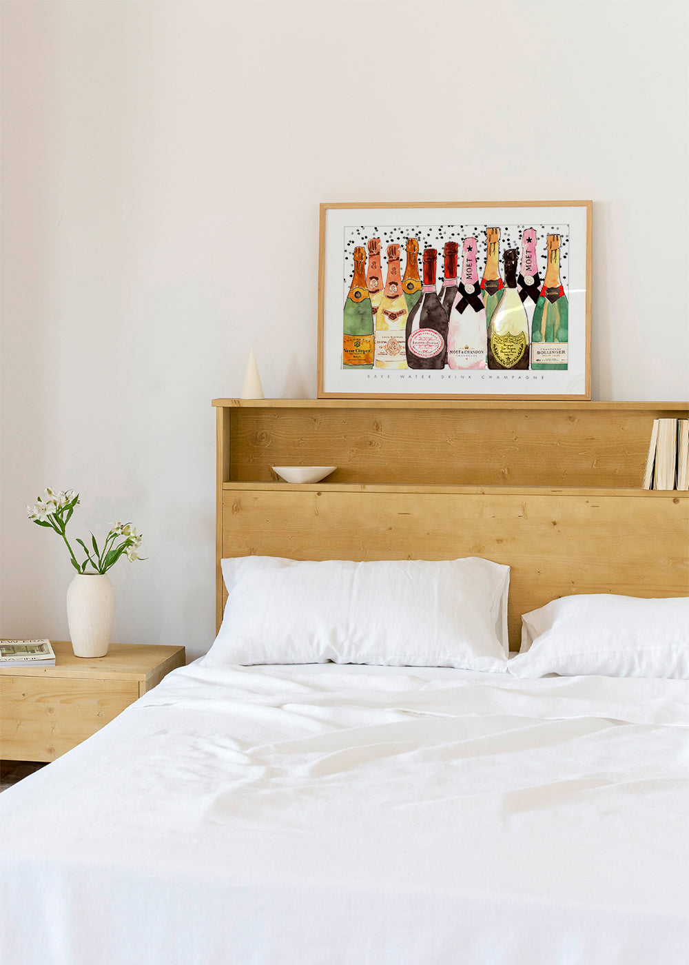 Kökskonst med illustrerade champagneflaskor