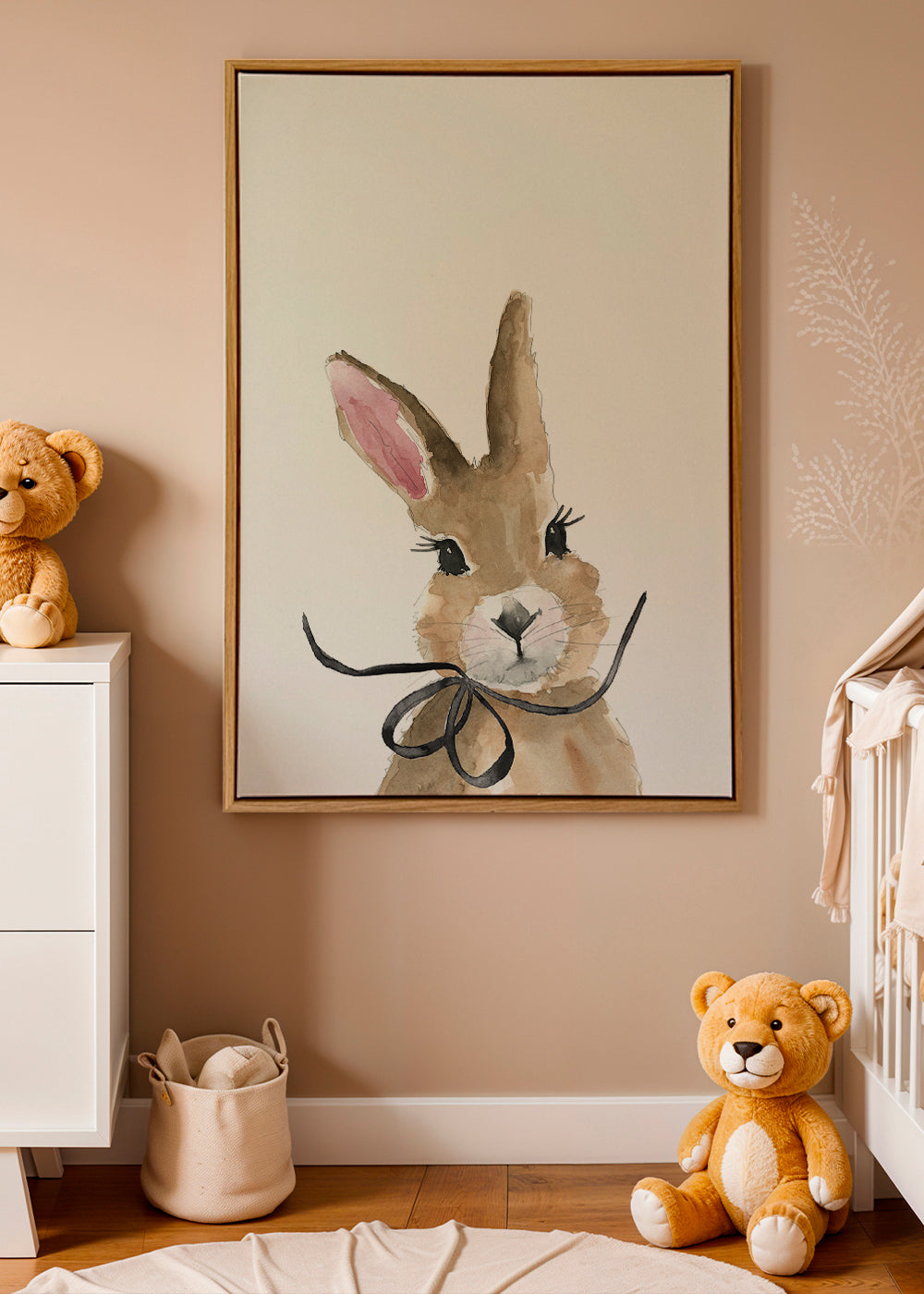 Barnposter akvarellkanin med rosett