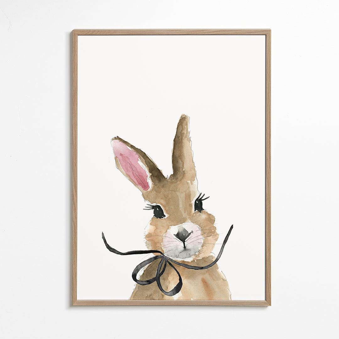 Barnposter akvarellkanin med rosett