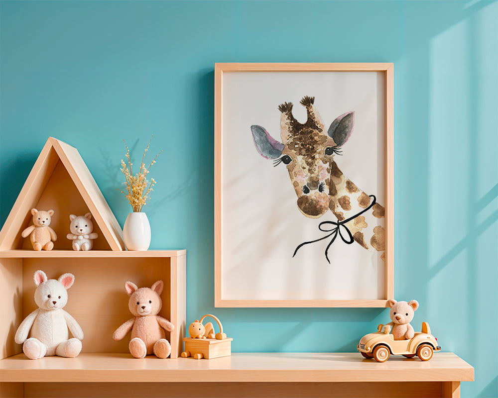 Konstverk giraff akvarell för barnrum