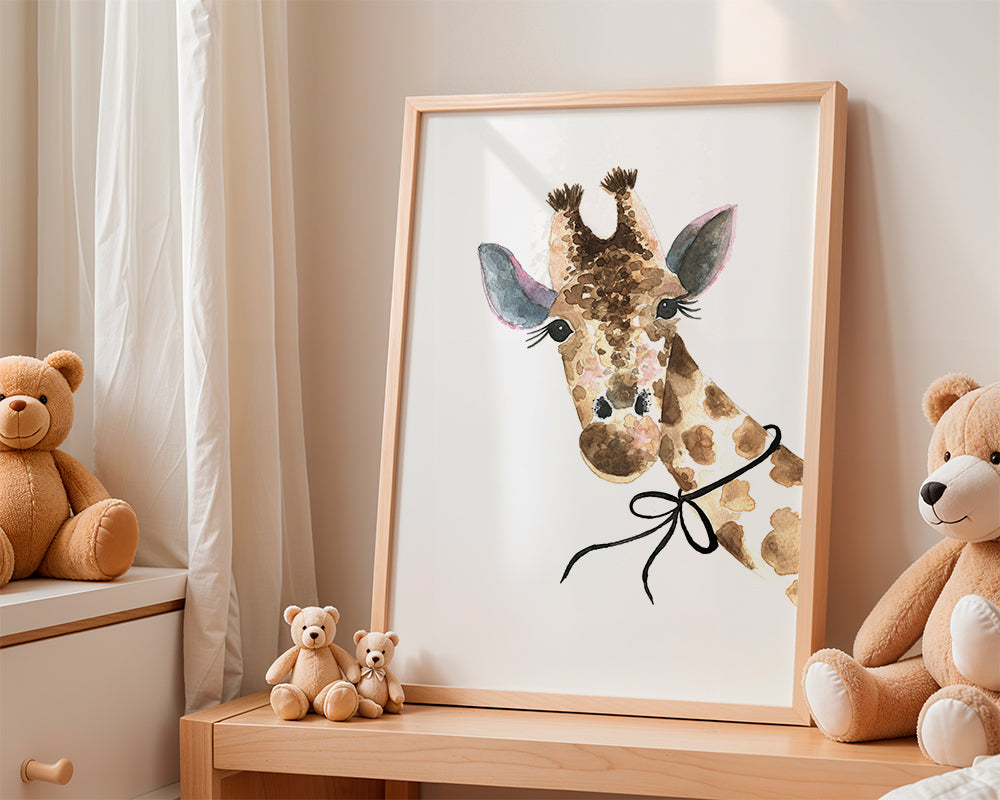 Konstverk giraff akvarell för barnrum