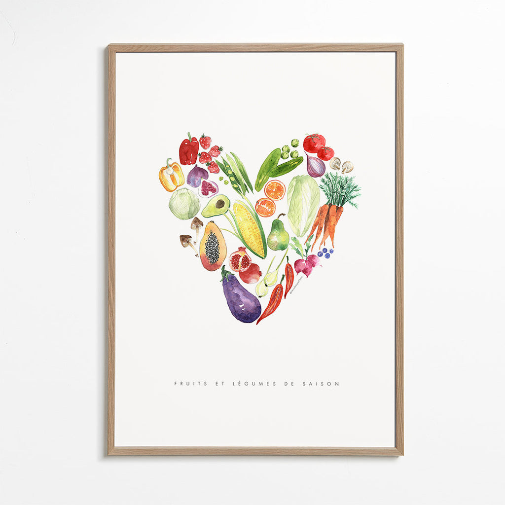Kökskonst grönsakshjärta akvarell