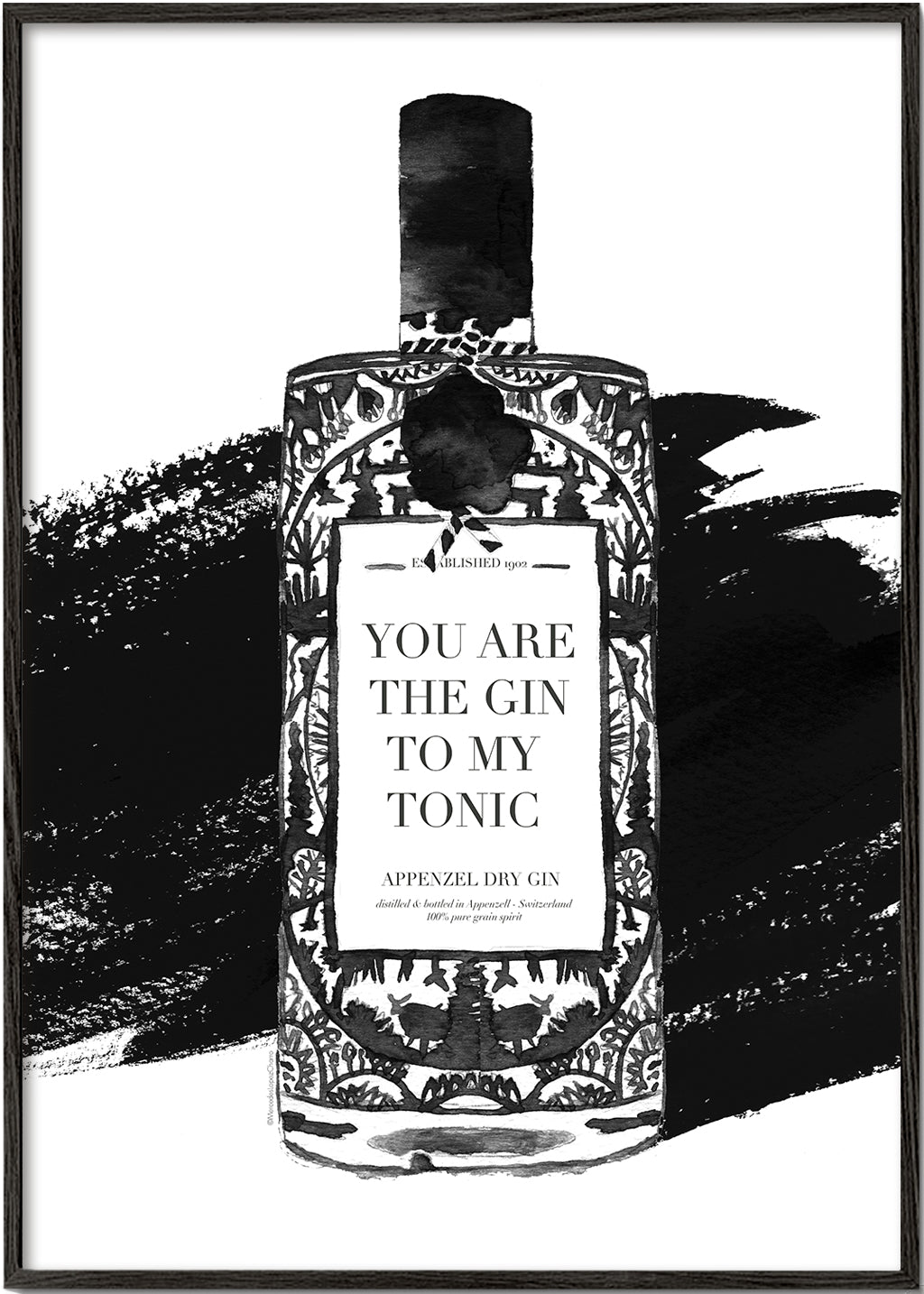 Kökskonst Gin to my tonic typografiskt tryck