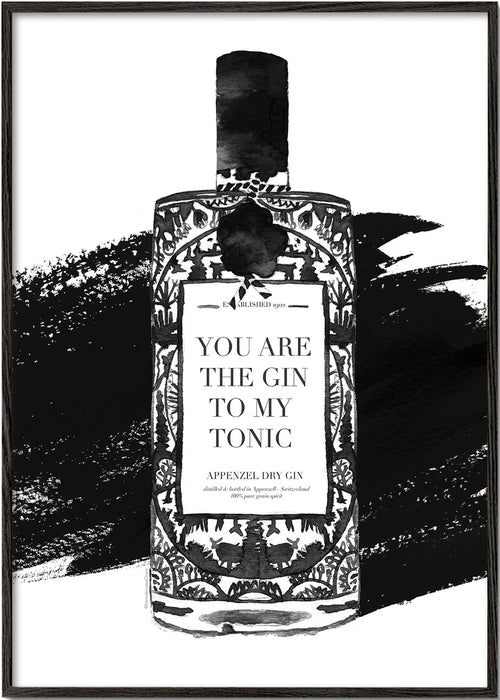 Kökskonst Gin to my tonic typografiskt tryck