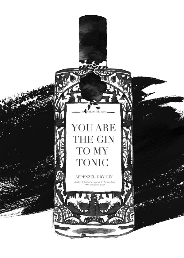 Kökskonst Gin to my tonic typografiskt tryck