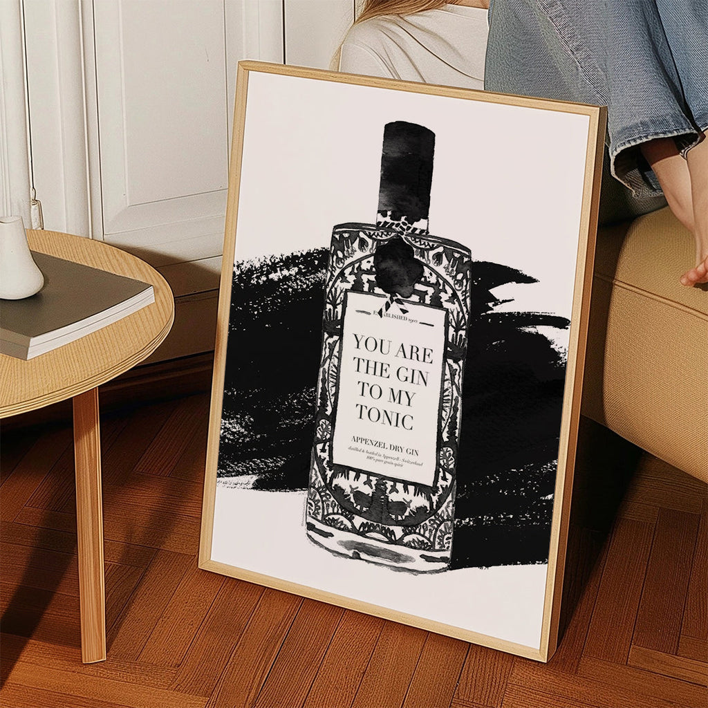 Kökskonst Gin to my tonic typografiskt tryck