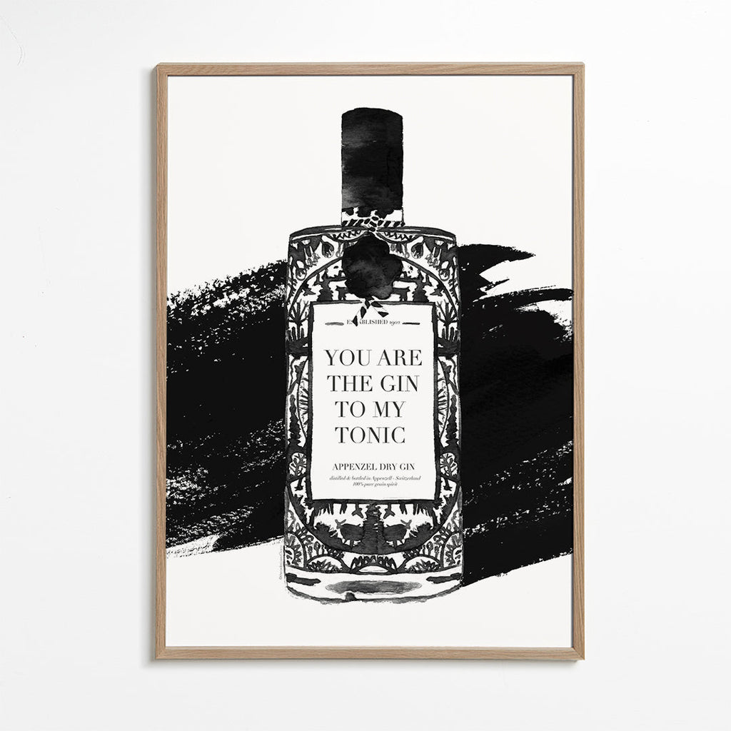 Kökskonst Gin to my tonic typografiskt tryck