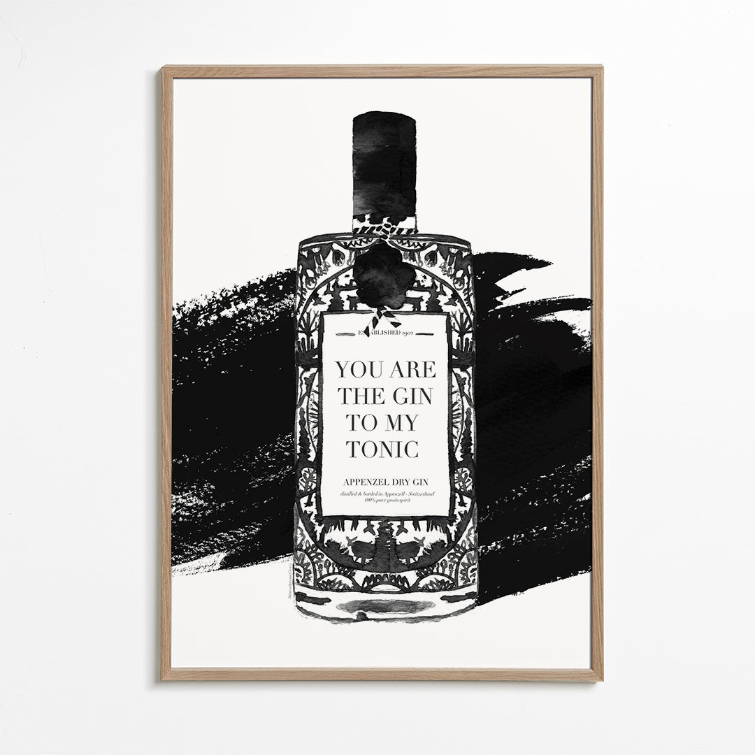 Kökskonst Gin to my tonic typografiskt tryck