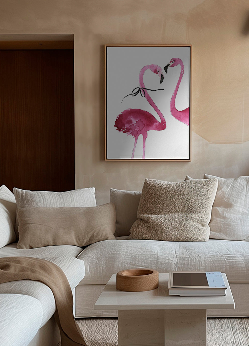Konst rosa flamingo akvarell