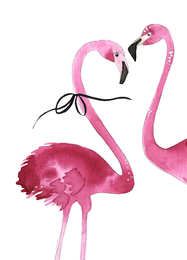 Konst rosa flamingo akvarell