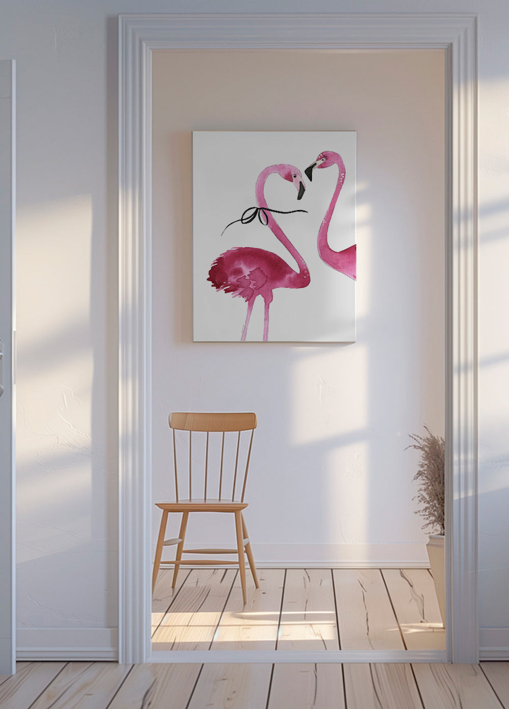 Konst rosa flamingo akvarell