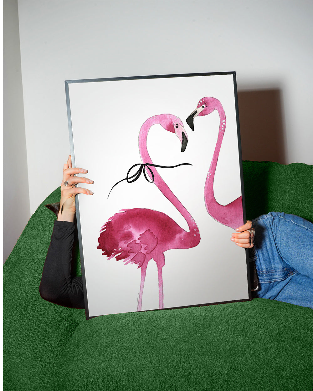 Konst rosa flamingo akvarell